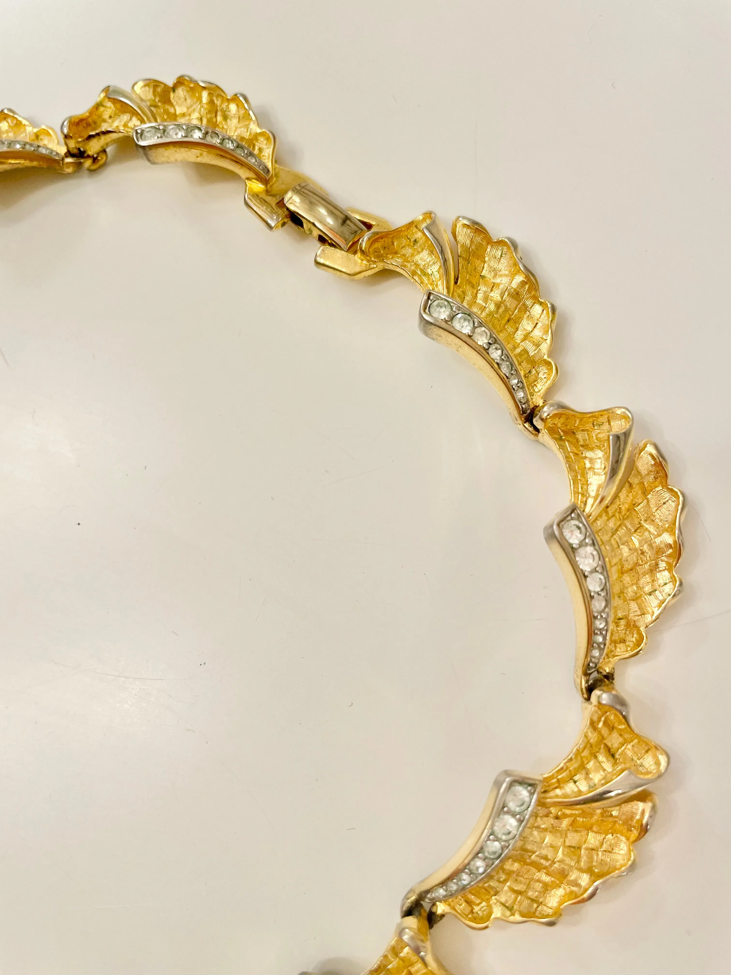 Vintage 1960's Socialite gold and pave set stone collar necklace. A rare beauty!