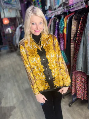 Vintage 90s Luxury Leopard Print Blouse