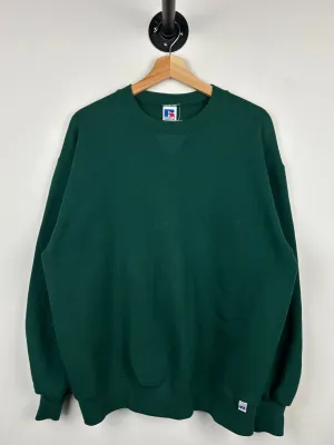 Vintage 90s Russell Athletic Forest Green Blank Crewneck