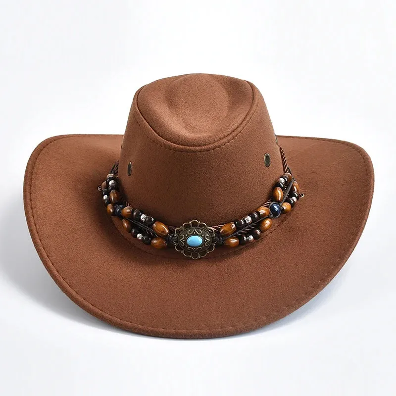 Vintage Big-edge Artificial Suede Western Cowboy Hats