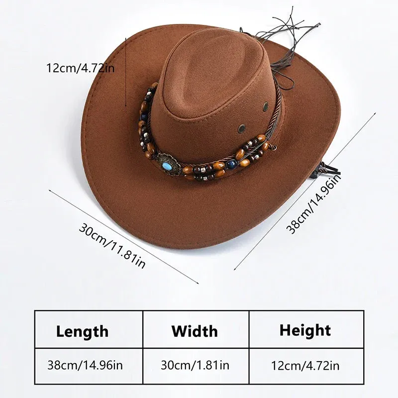 Vintage Big-edge Artificial Suede Western Cowboy Hats