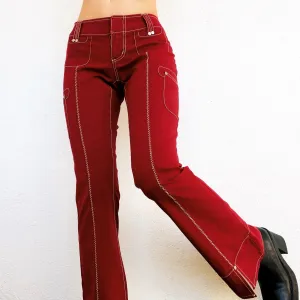 Vintage Brick Red Cargo Style Pants (XS/S)