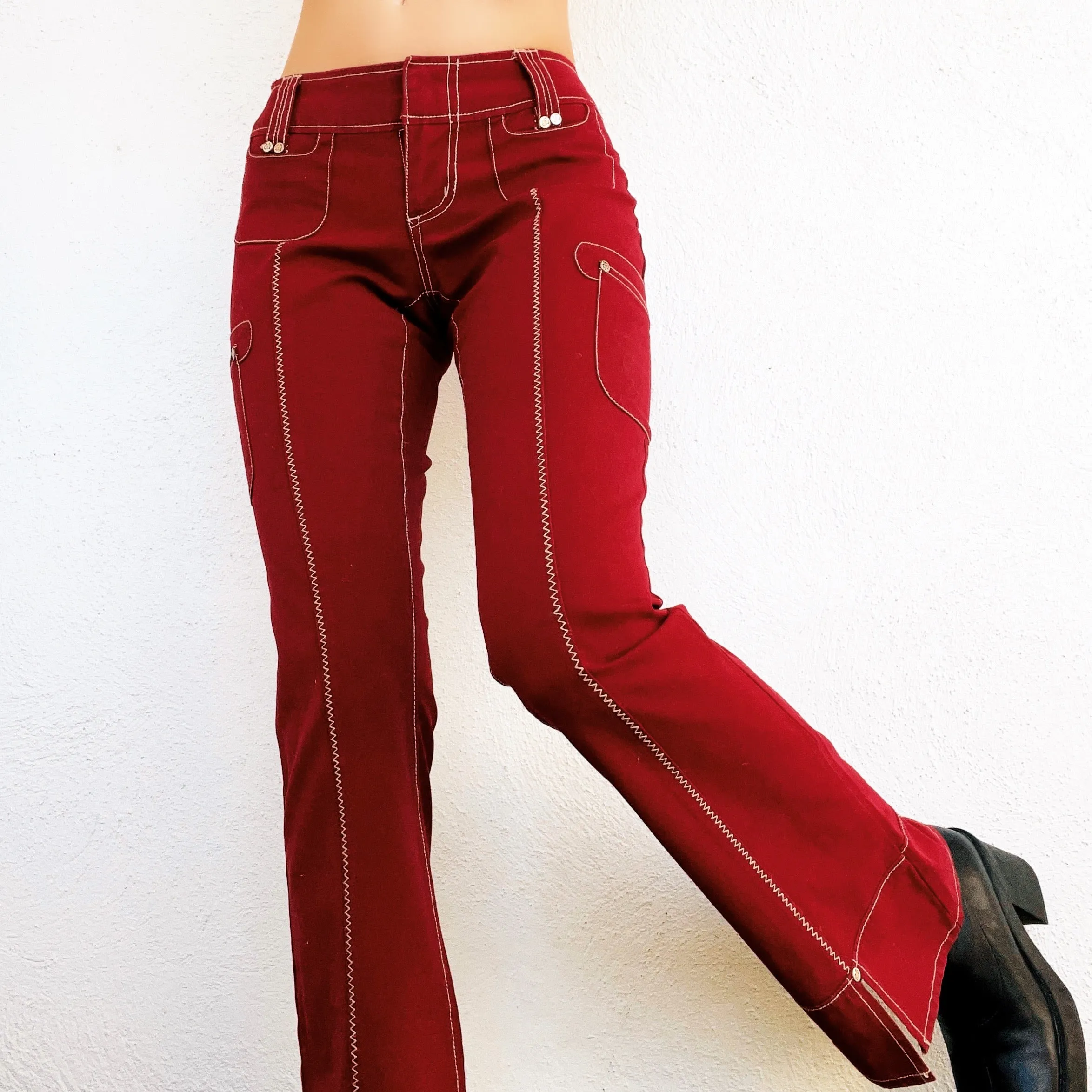 Vintage Brick Red Cargo Style Pants (XS/S)
