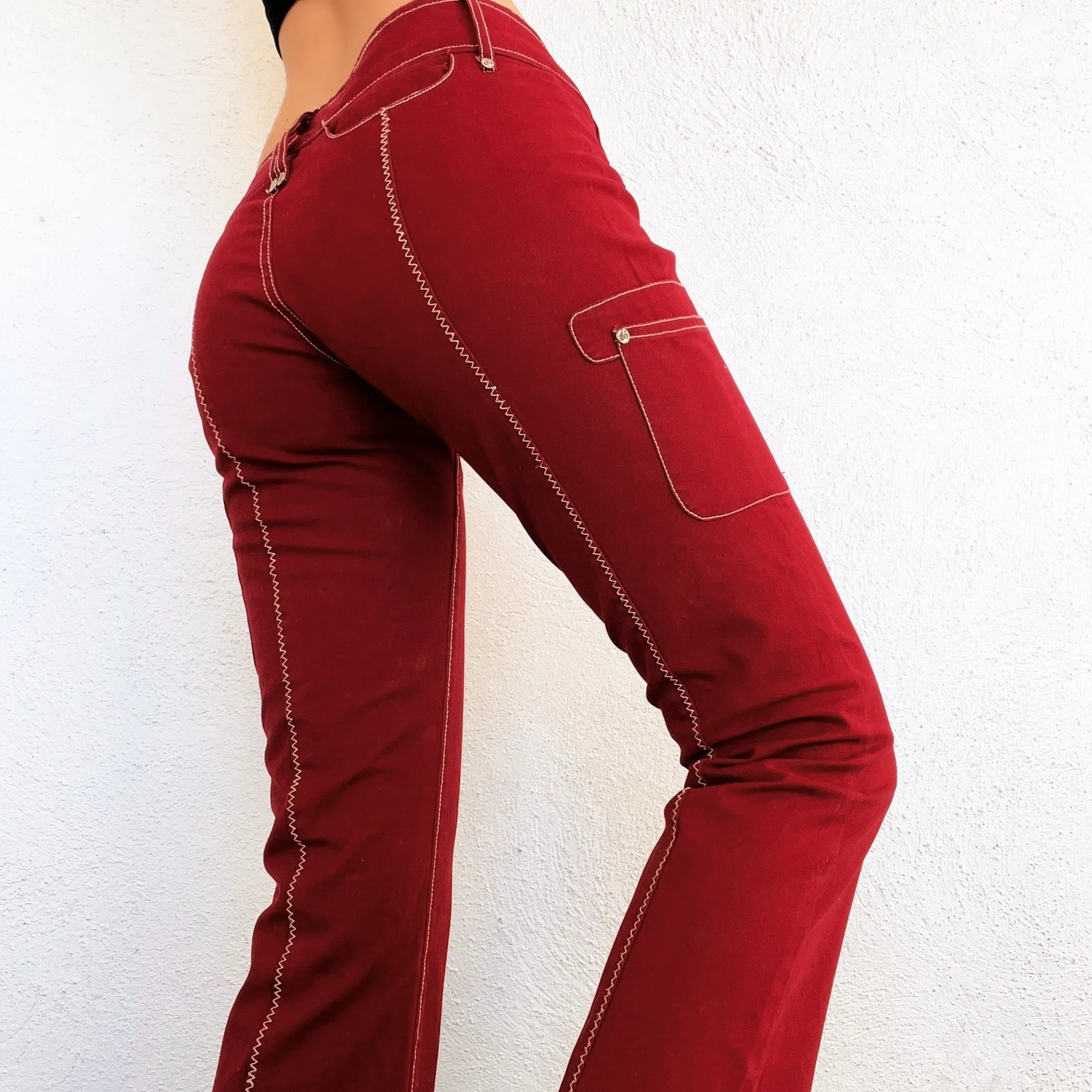 Vintage Brick Red Cargo Style Pants (XS/S)
