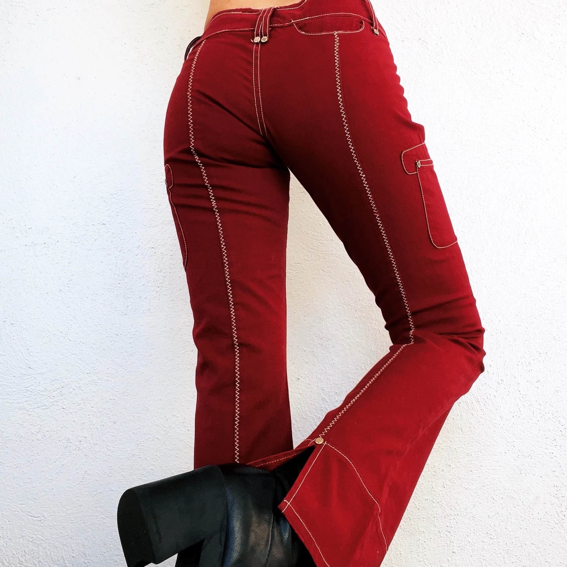 Vintage Brick Red Cargo Style Pants (XS/S)