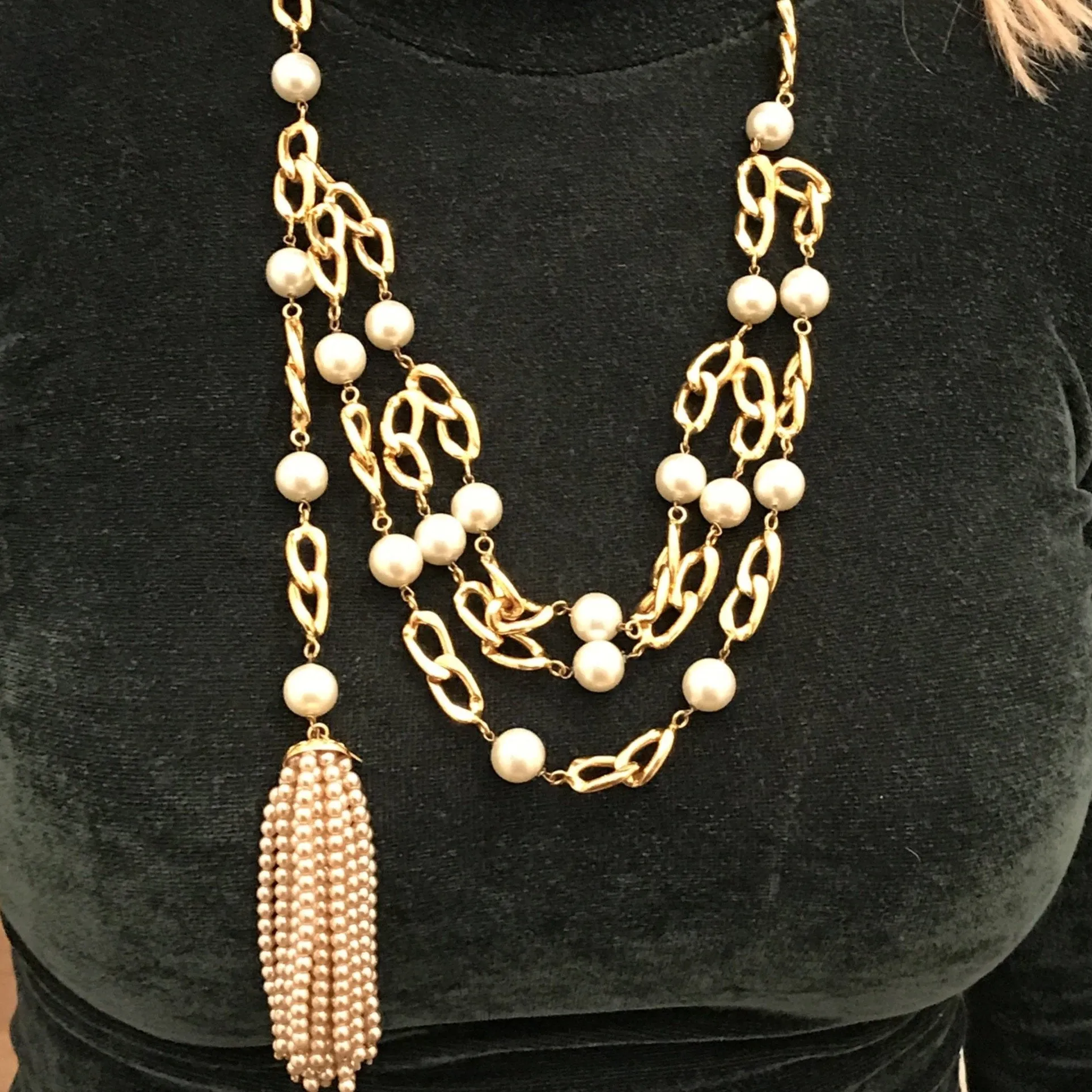 Vintage Chanel Pearl Necklace/Belt with Pearl Tassel