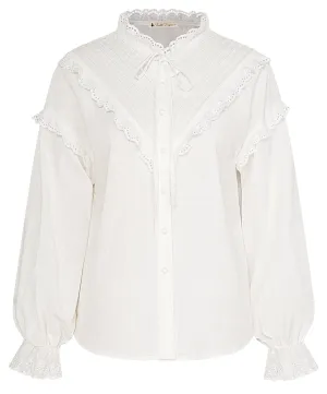 Vintage Cotton Shirt Long Sleeve Stand Collar Button-up Tops