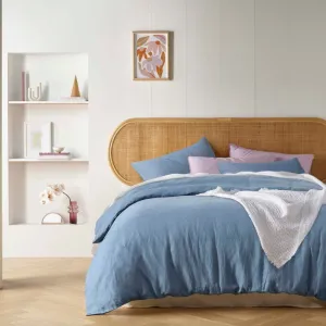 Vintage Design French Linen Denim Blue Quilt Cover Set