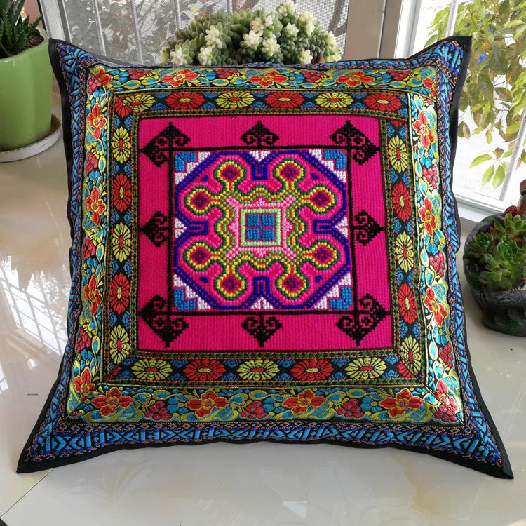 Vintage ethnic cushioned dining cushion features fabric hand-embroidered sofa cushion