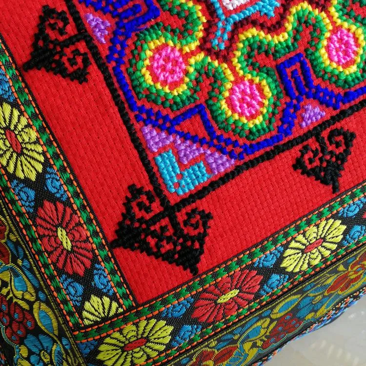 Vintage ethnic cushioned dining cushion features fabric hand-embroidered sofa cushion