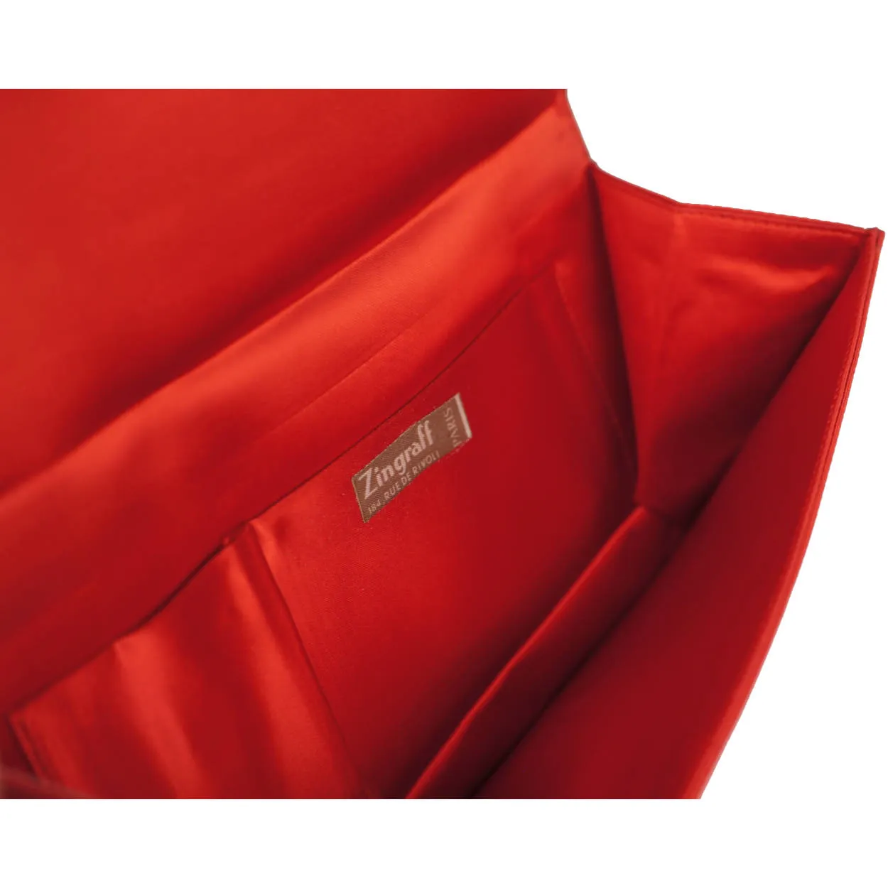 Vintage Evening Clutch Opera Purse Red Beaded Satin Zingraff Paris
