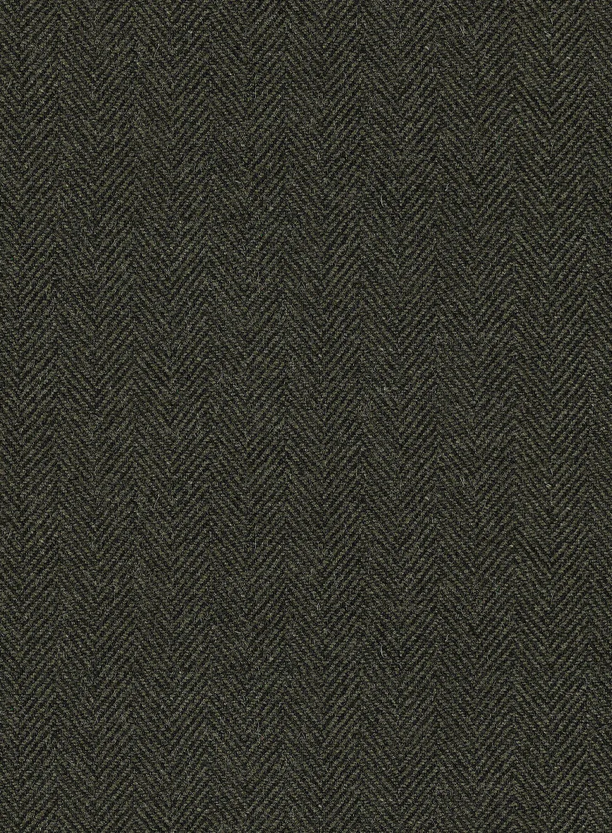 Vintage Flat Green Herringbone Tweed Suit