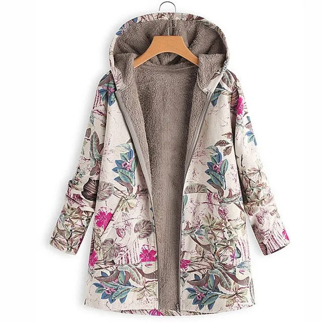 Vintage Floral Chic Hooded Jacket