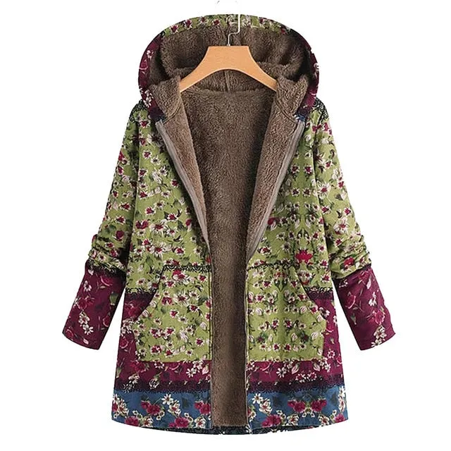 Vintage Floral Chic Hooded Jacket