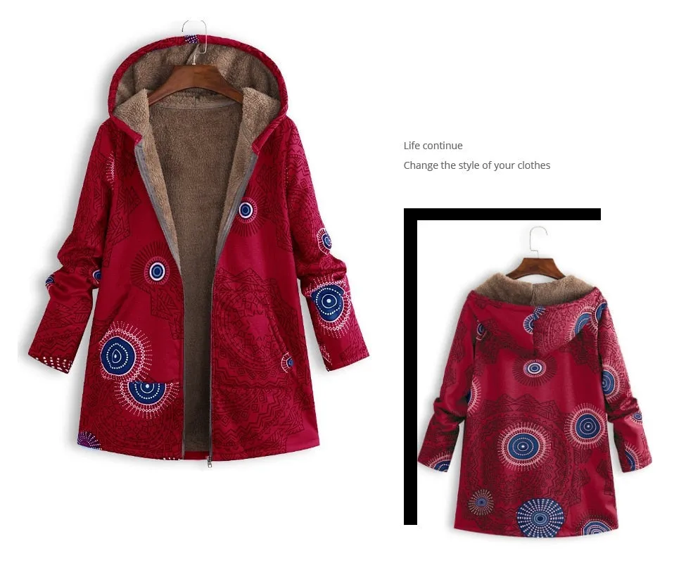 Vintage Floral Chic Hooded Jacket