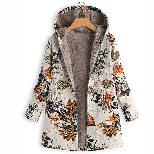 Vintage Floral Chic Hooded Jacket