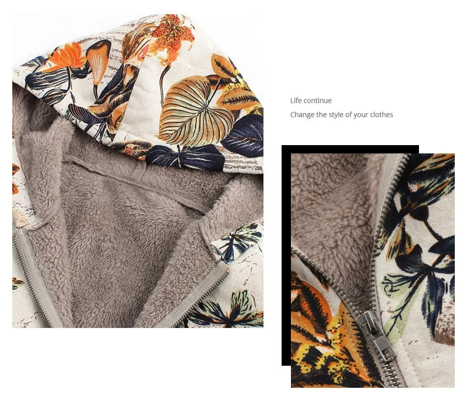 Vintage Floral Chic Hooded Jacket