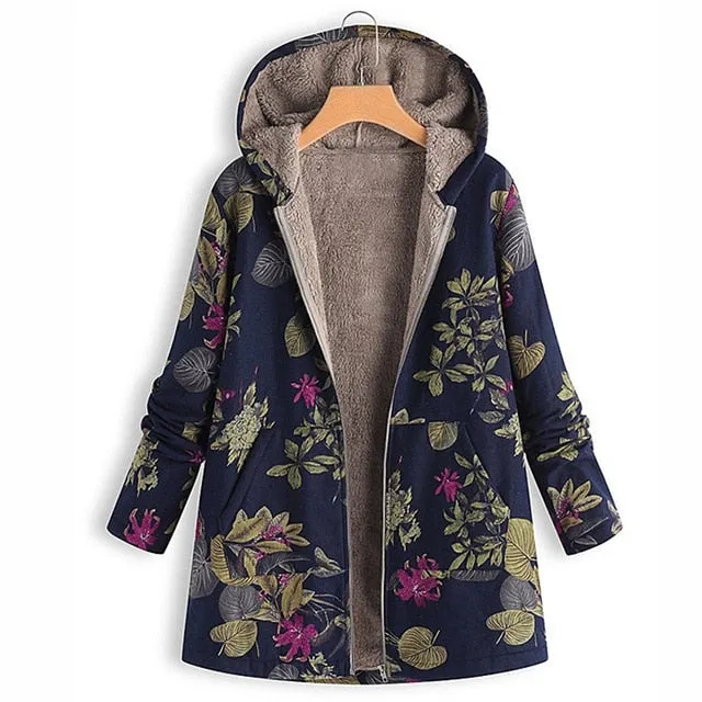 Vintage Floral Chic Hooded Jacket