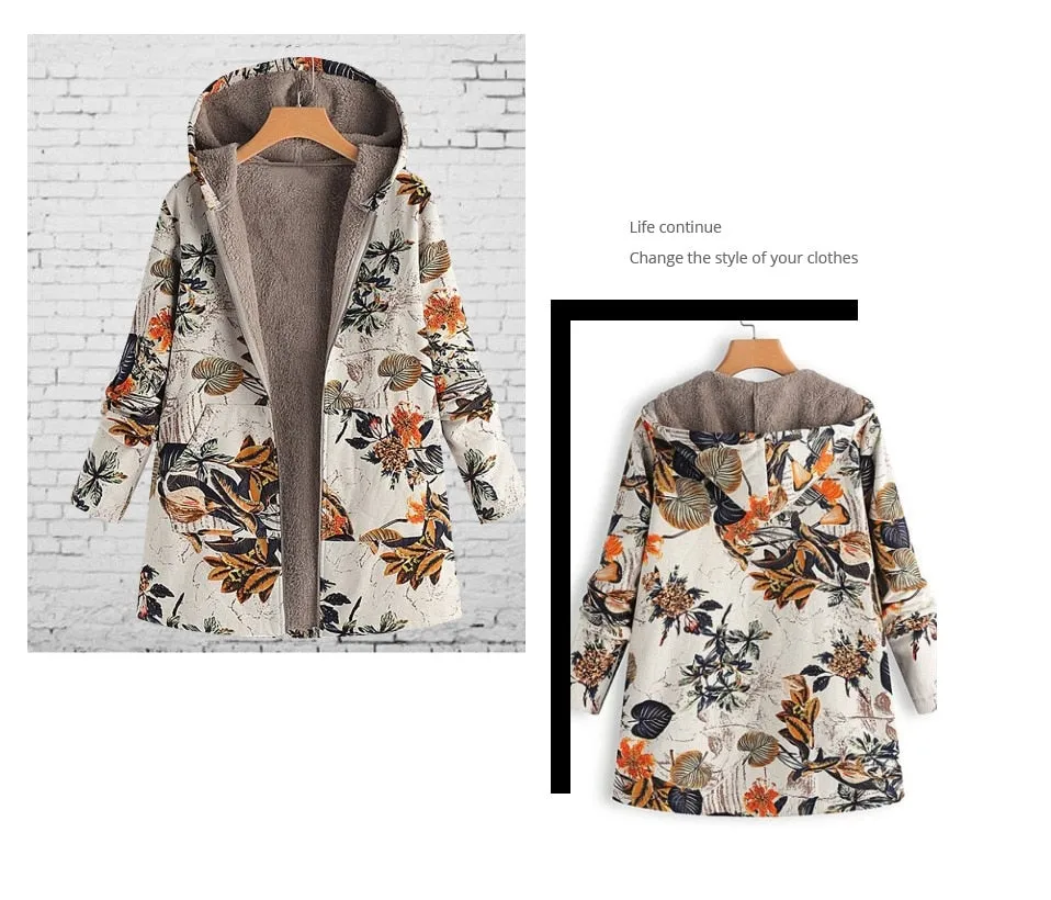 Vintage Floral Chic Hooded Jacket