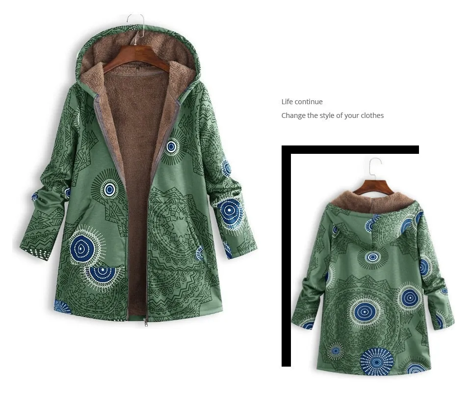 Vintage Floral Chic Hooded Jacket