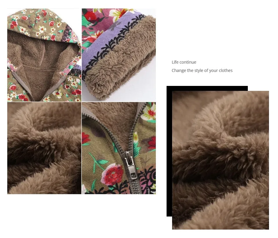 Vintage Floral Chic Hooded Jacket