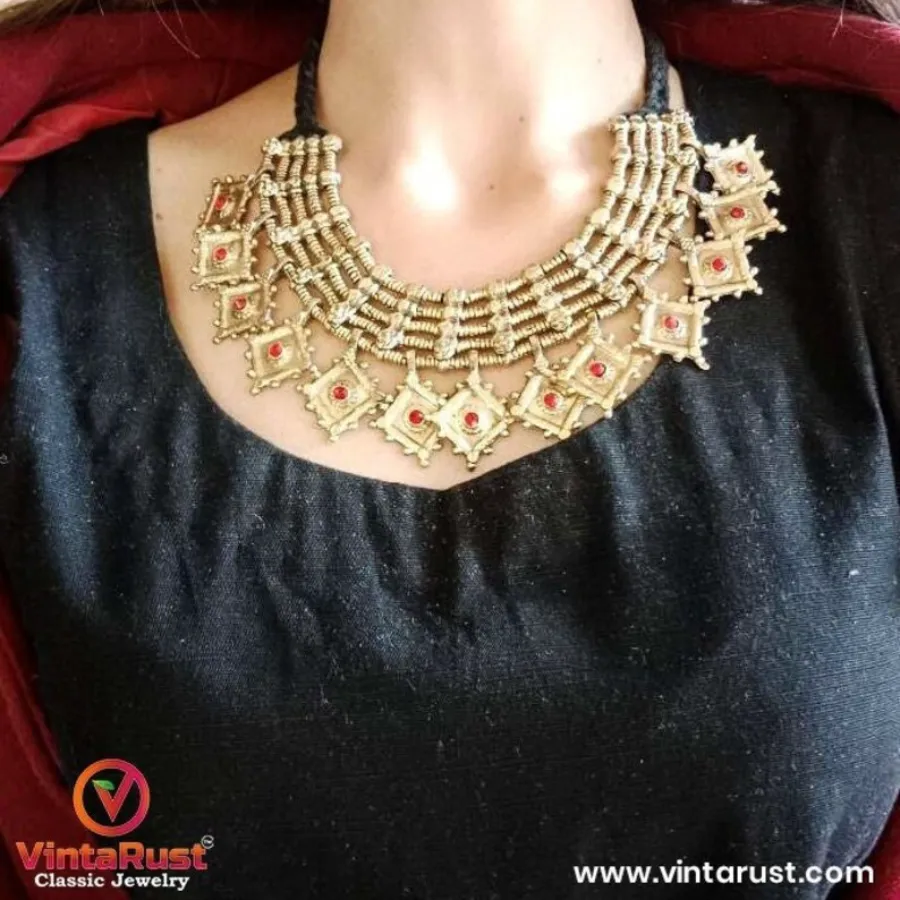 Vintage Golden Two Coins Necklaces Jewelry Set