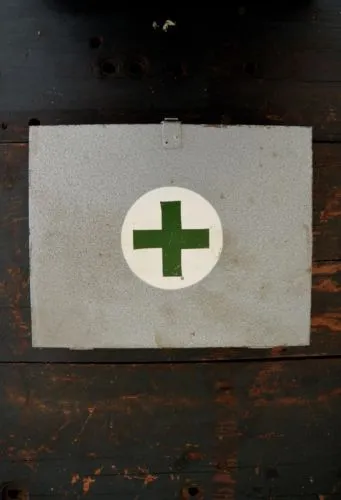 vintage hammercoat industrial metal first aid case box storage
