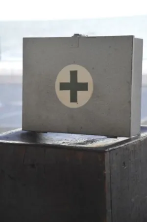 vintage hammercoat industrial metal first aid case box storage