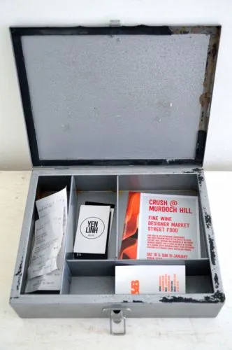 vintage hammercoat industrial metal first aid case box storage