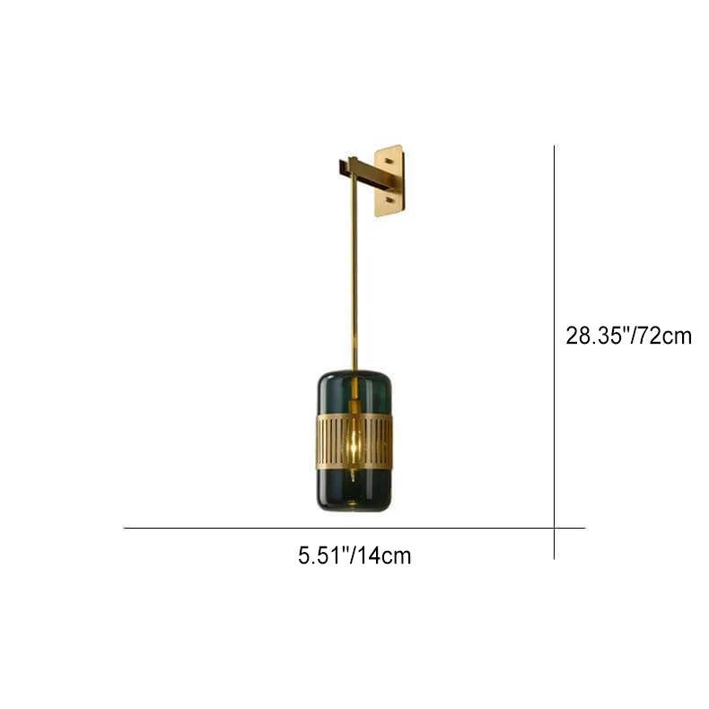 Vintage Light Luxury Brass Cylindrical Glass 1-Light Wall Sconce Lamp