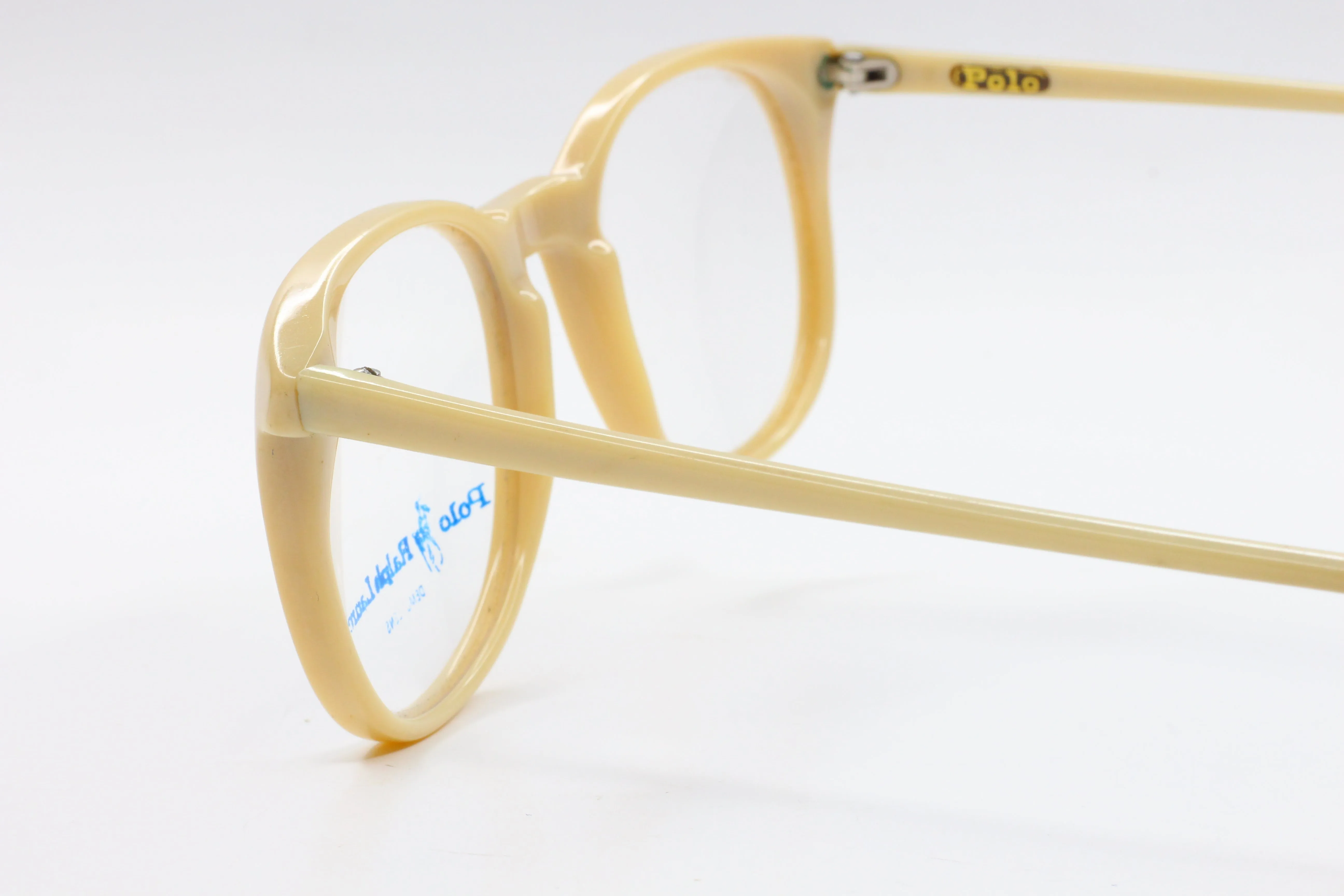 Vintage RALPH LAUREN POLO 25 FLEX Eyeglasses Plastic Beige Retro 1980's NEW