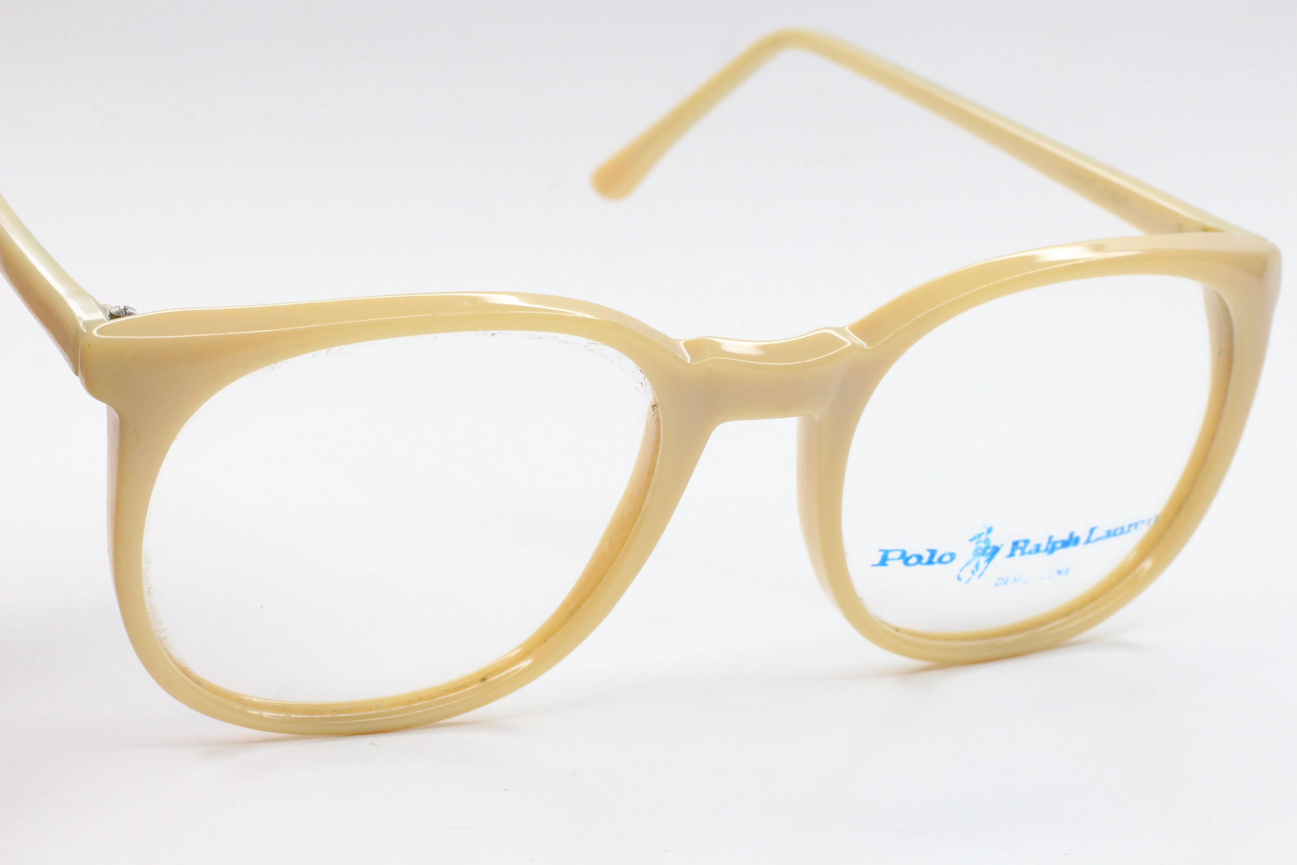 Vintage RALPH LAUREN POLO 25 FLEX Eyeglasses Plastic Beige Retro 1980's NEW