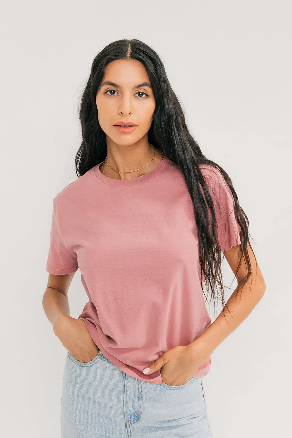 Vintage Relaxed Crew Neck T-Shirt (Dusty Rose)