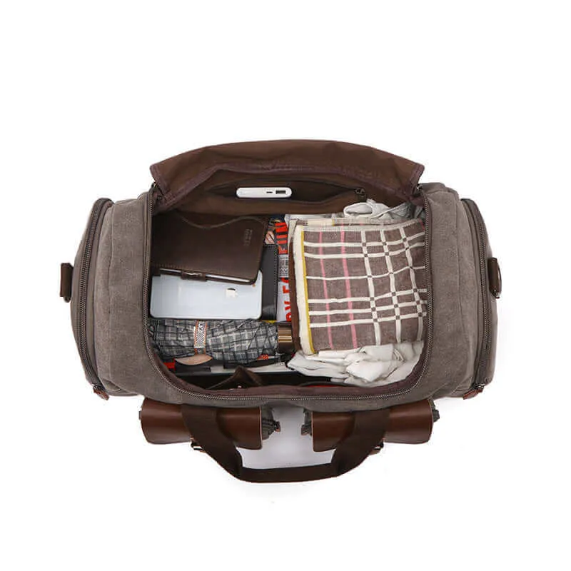 Vintage Style Canvas Duffle Bag 32L