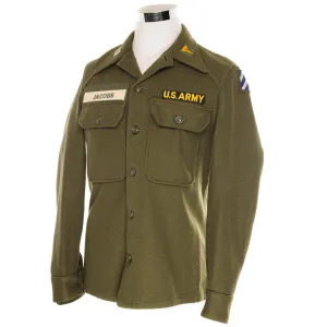 VINTAGE US ARMY WOOL SHIRT 1961 COLD WAR SIZE SMALL WITH PATCHES