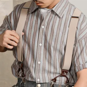 Vintage Vertical Stripe Short Sleeve Shirt