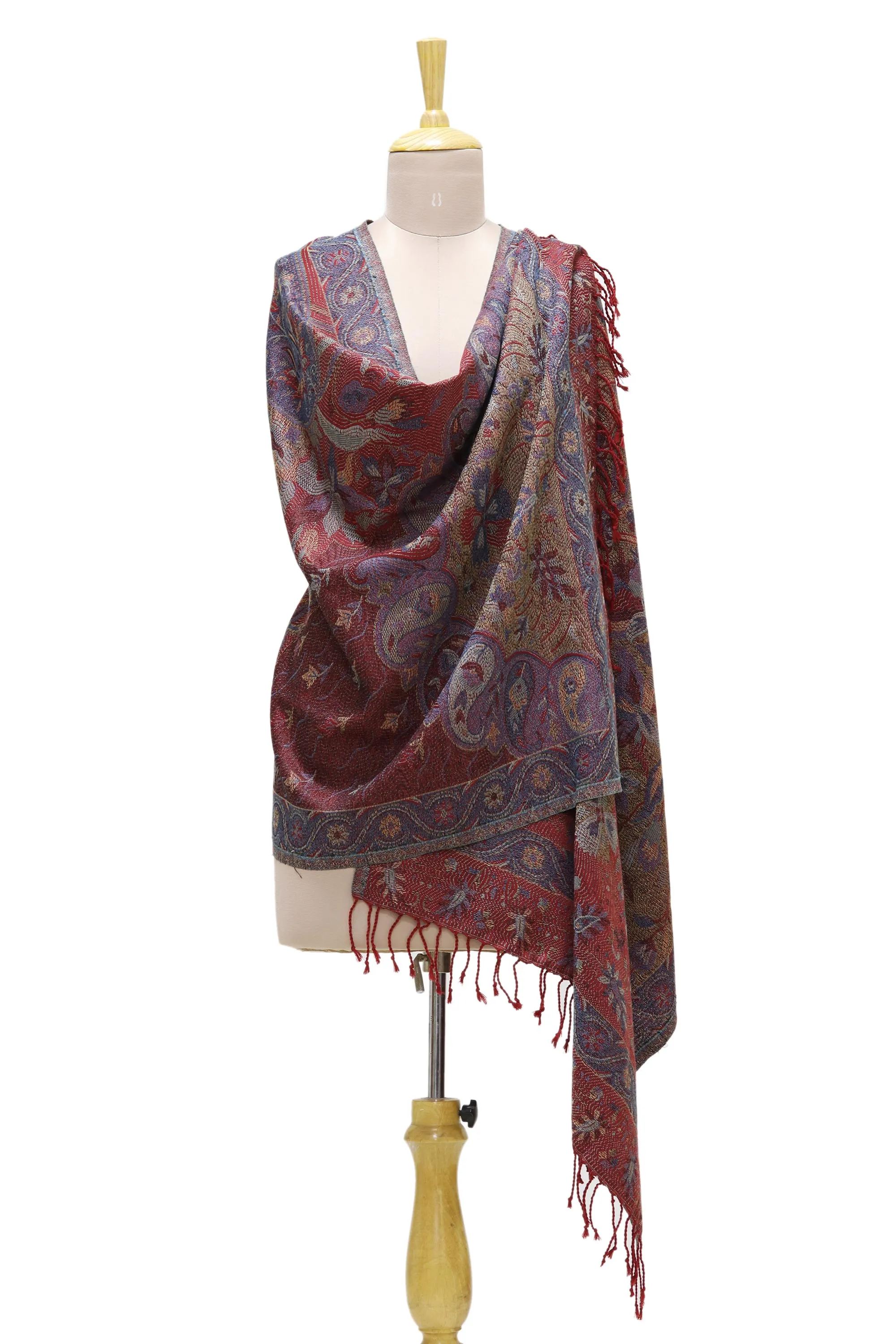 Viscose Blend Floral and Paisley Shawl from India - Paisley Grandeur | NOVICA