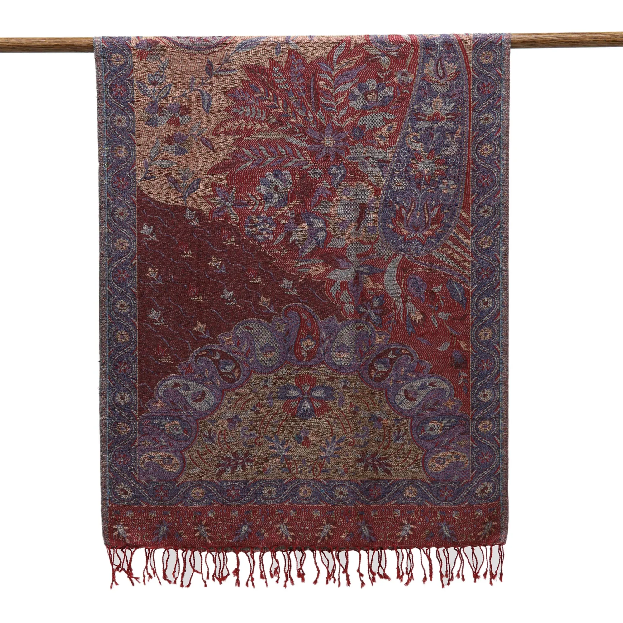 Viscose Blend Floral and Paisley Shawl from India - Paisley Grandeur | NOVICA