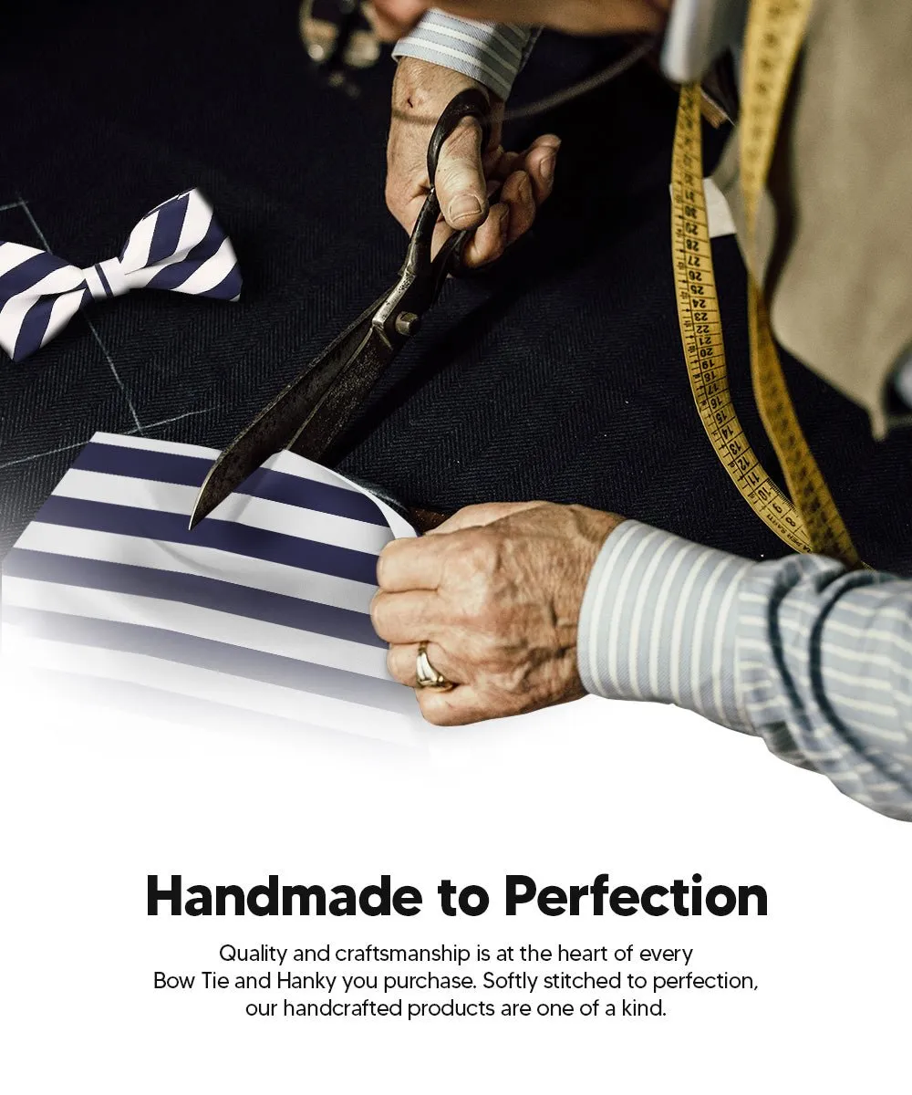 Vittorio Farina Men's Striped Satin Bow Tie & Pocket Square in Gift Box (Multipack)