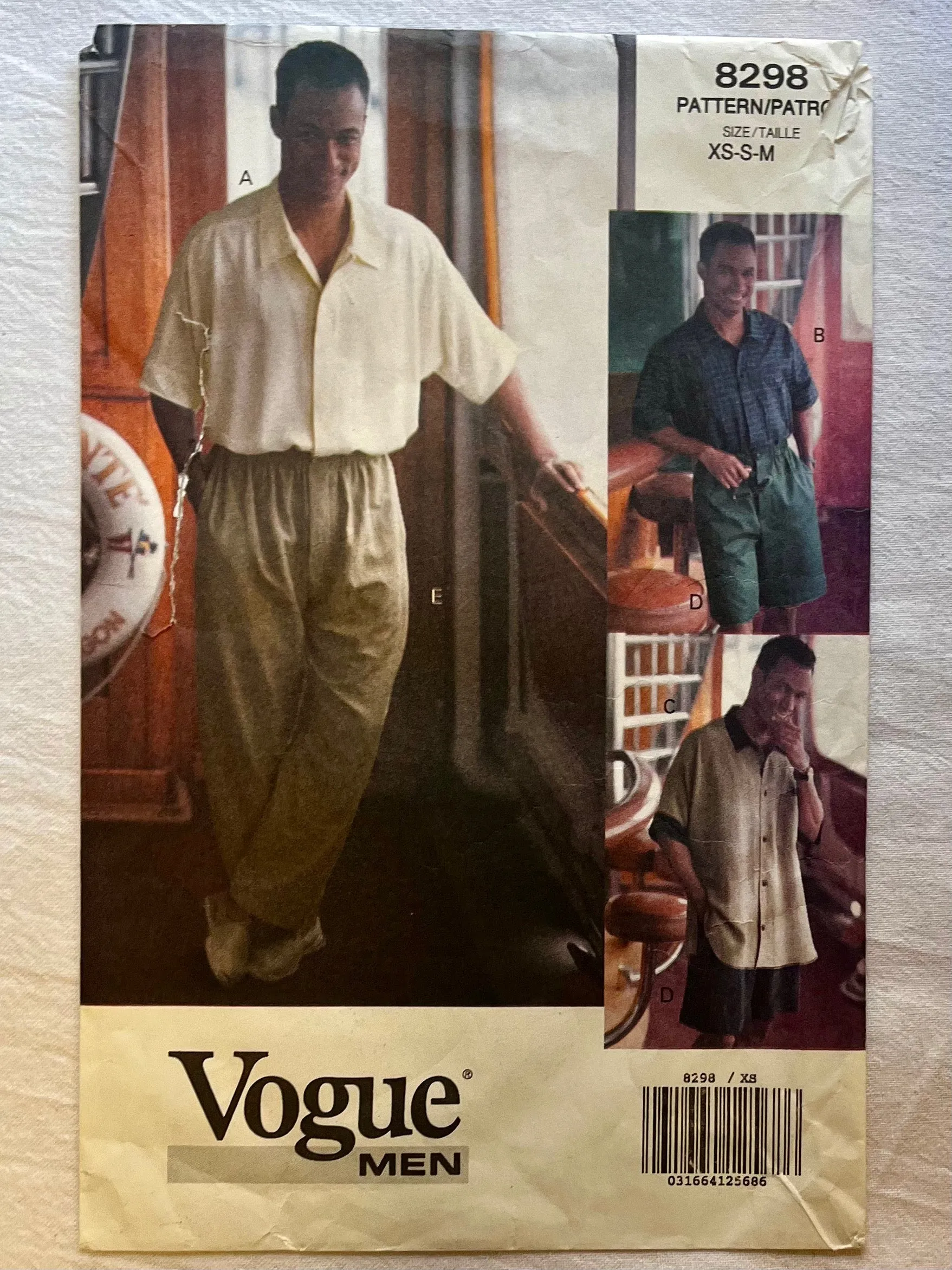 Vogue 8298 CUT Men's Wear Size XS