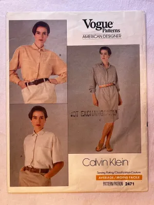 Vogue Calvin Klein 2471 PARTIALLY CUT Blouse Sizes 12-16