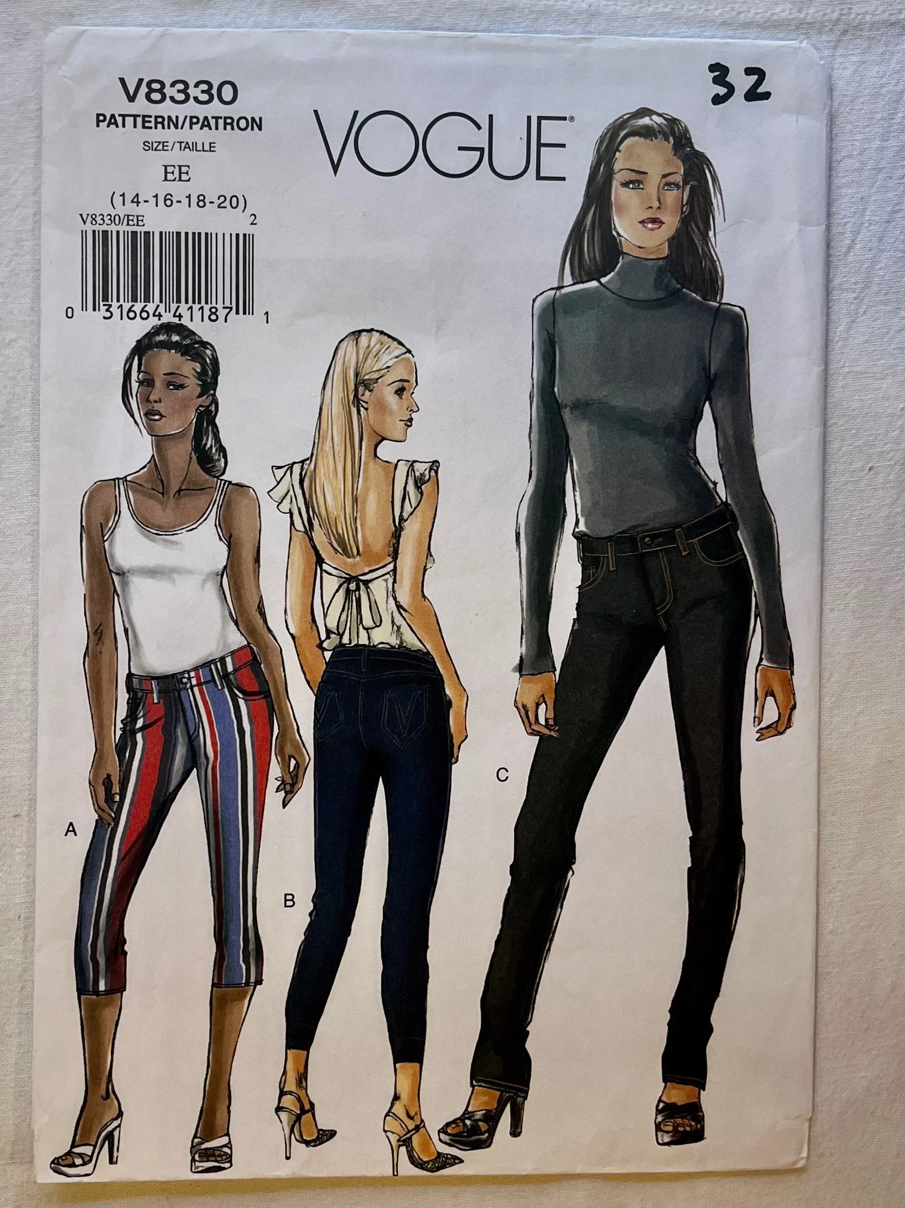 Vogue V8330 PARTIALLY CUT Adult Pants Sizes 14-20