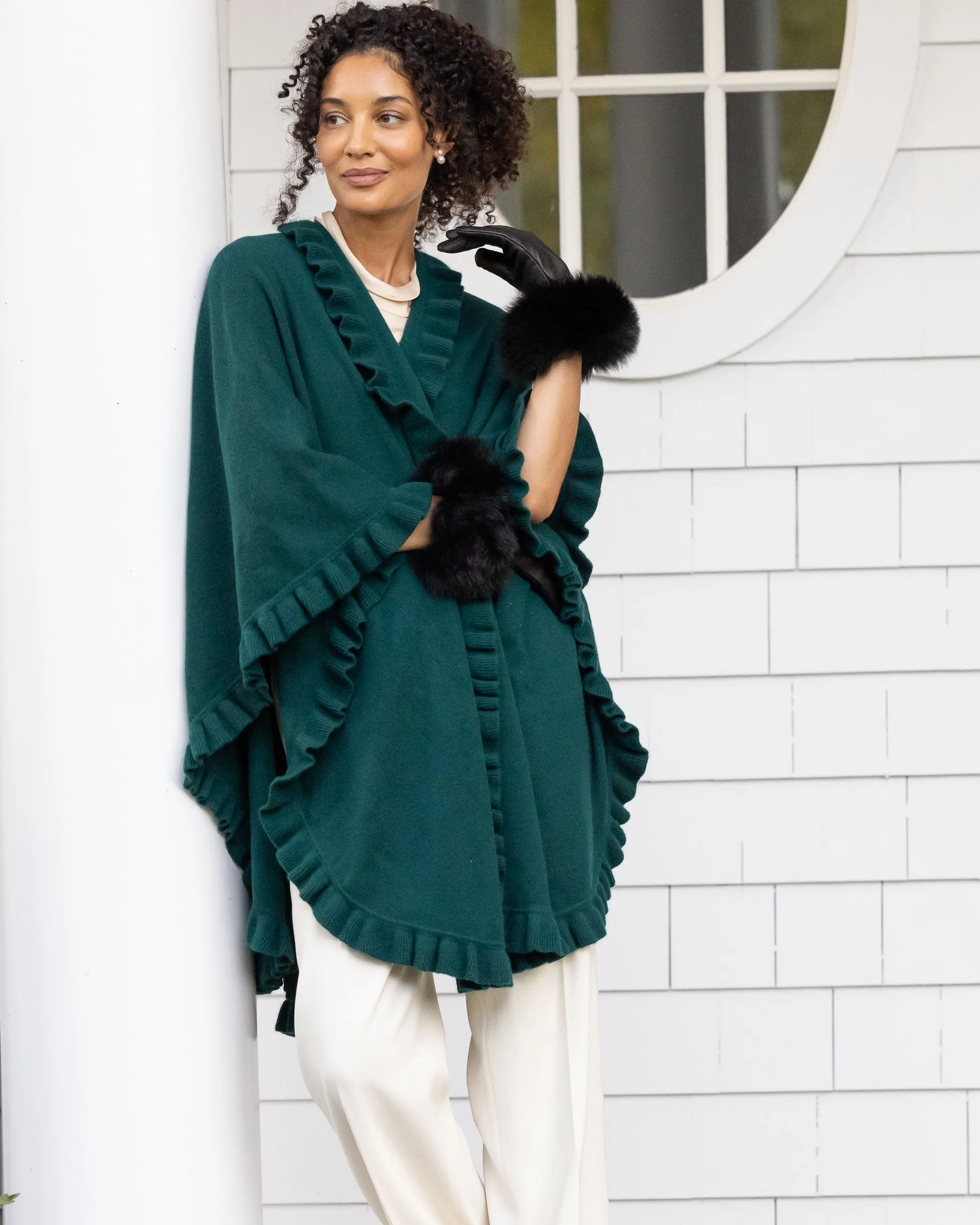 Volant Knitted Cashmere Cape