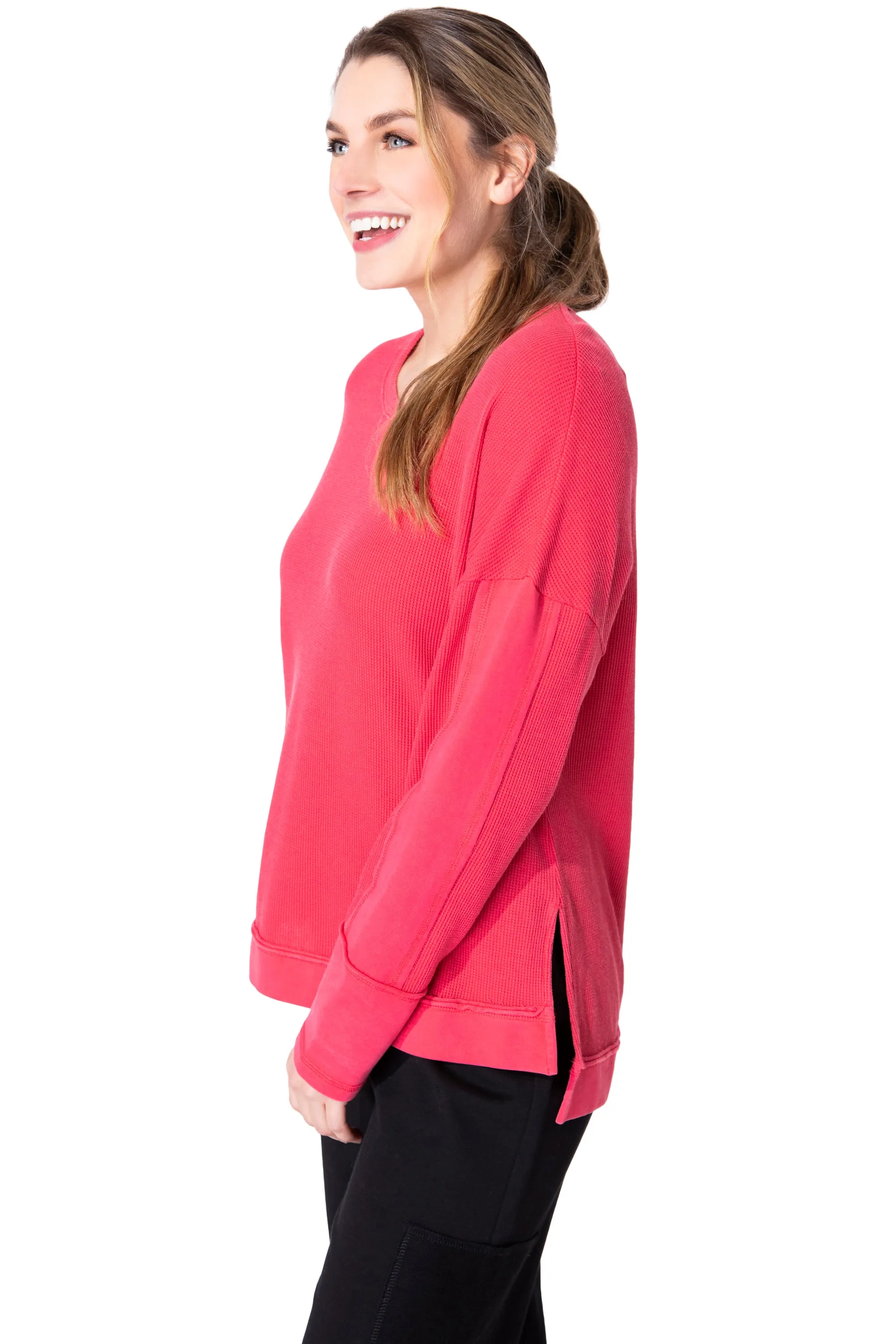 Waffle Knit Boxy Crew