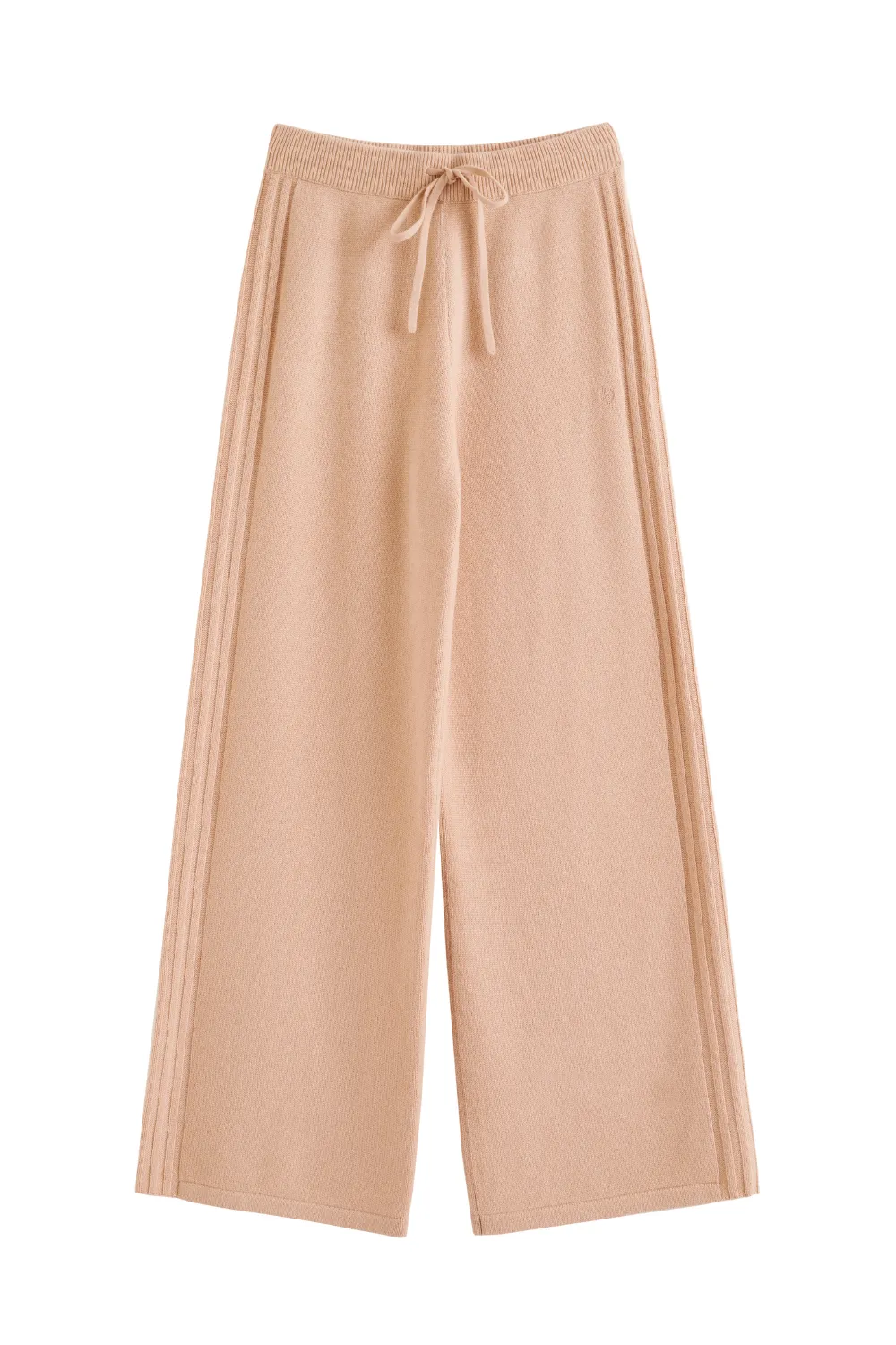 Warm-Beige Cashmere Side Rib Trousers