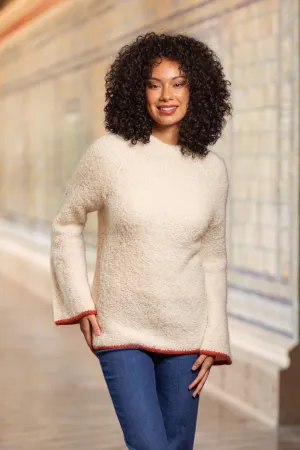Warm White Funnel Neck Alpaca Blend Sweater - Sumptuous Warmth in White | NOVICA