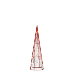 Warm White LED Cone Light Decoration | Red Wire Frame