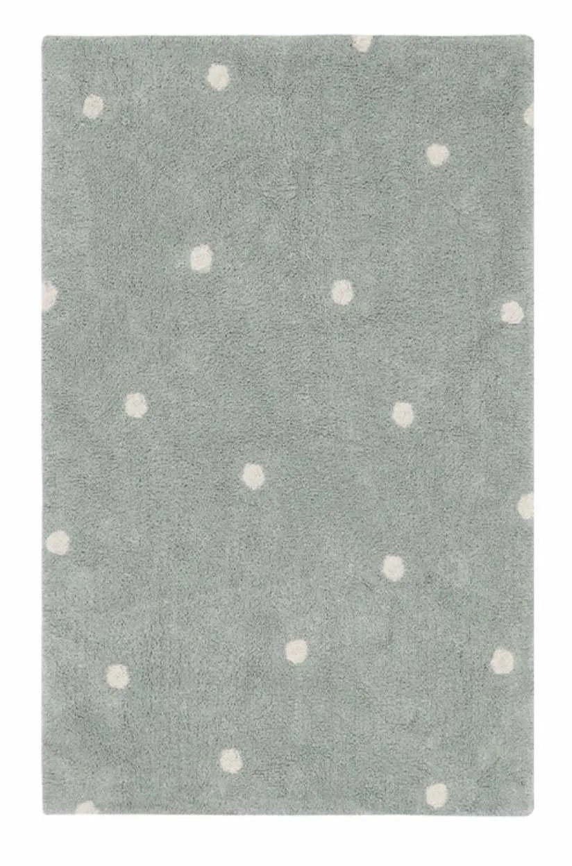 Washable cotton rug "Mini Dot Blue Sage"