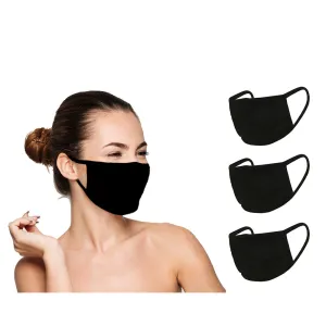 Washable Reusable Face Cover (3 Pack) - Double Layer For Dust Particle & Droplet Protection - Unisex, Black