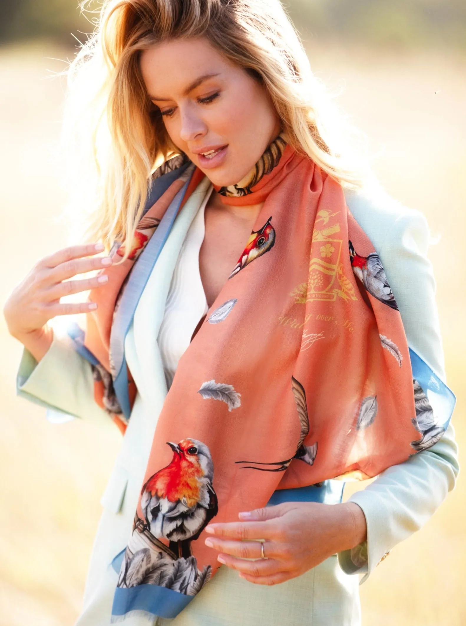 Watching Over Me Sienna Orange Wool Silk Wrap Scarf